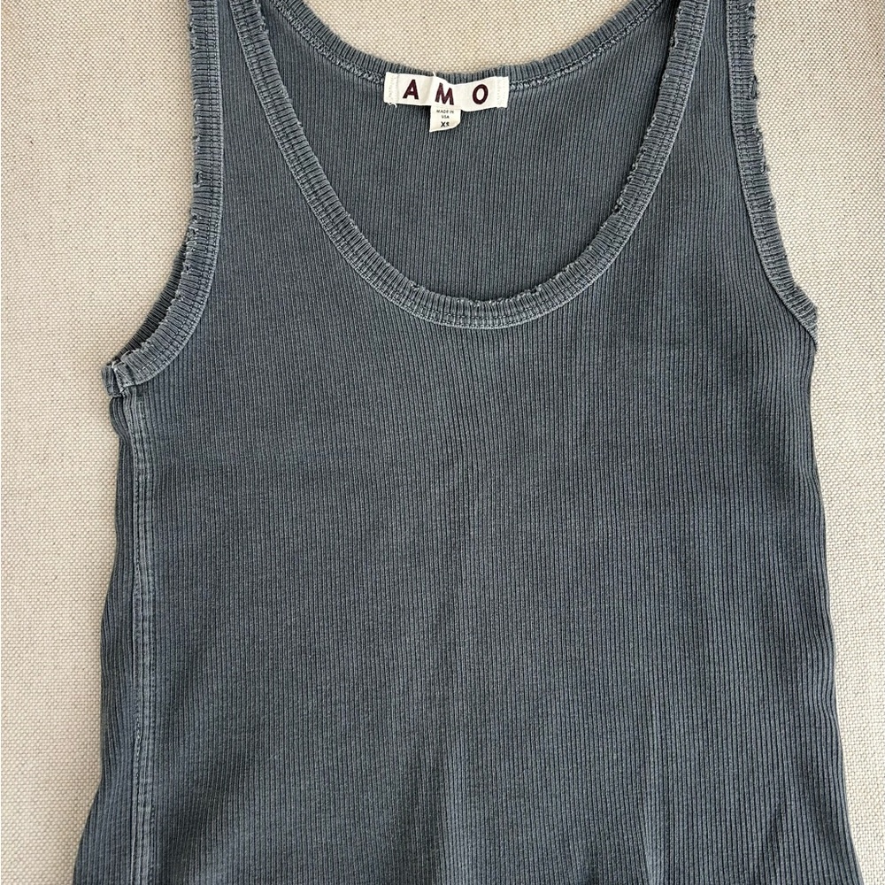 AMO Crop Rib Tank Faded Black XS